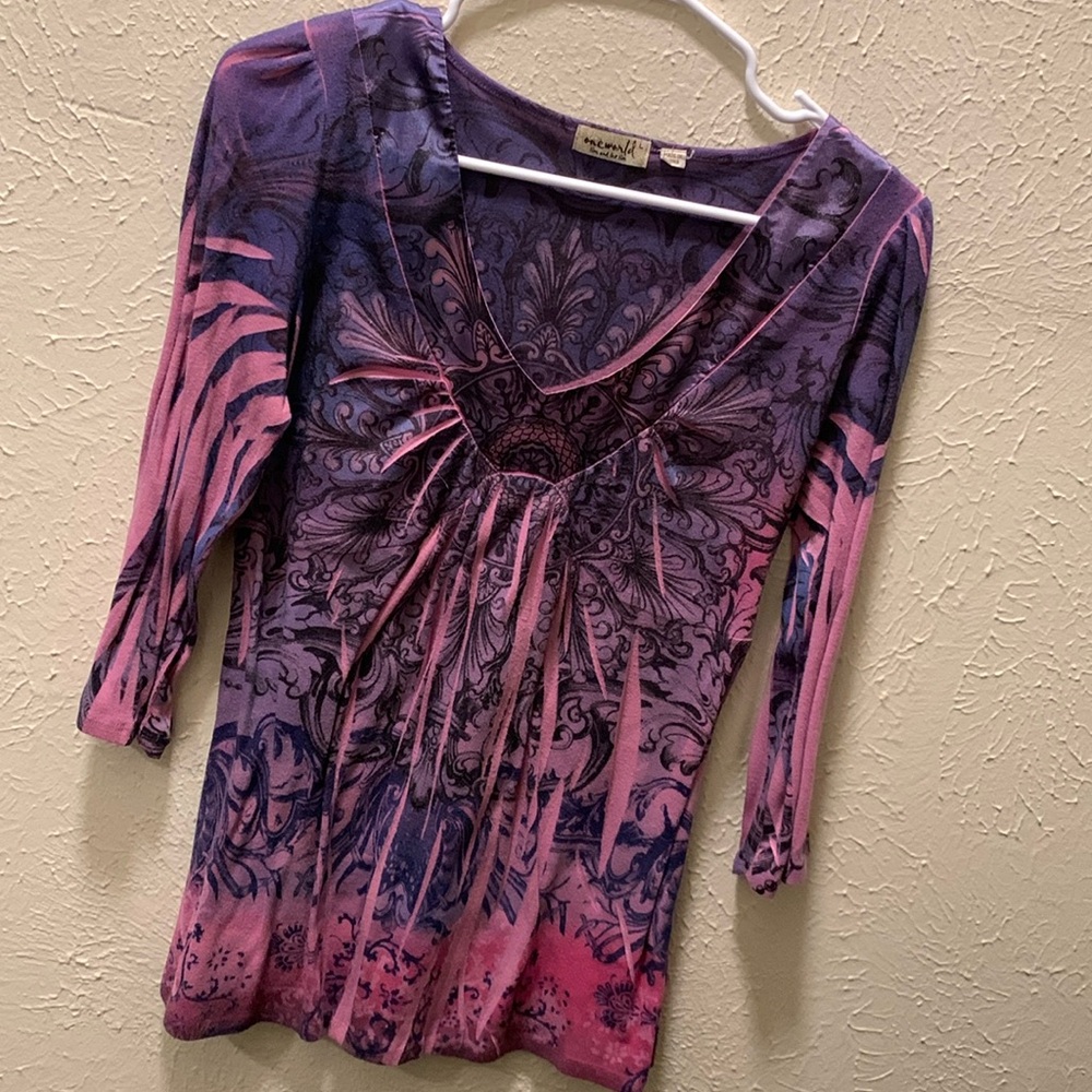 One World L Pink and Lavender top